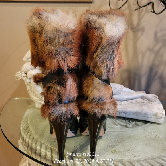 Ugg Foxly Leather Lamb Fur Boots Platform Luxury Designer S/N 1001320 NEW #728 - Picture 11 of 17